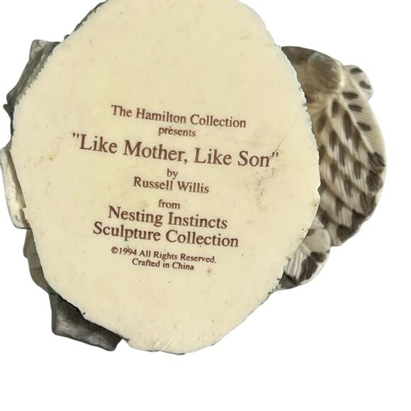 Lot Of 4 Vintage 90s Hamilton Collection By Russell Willis Owl Figurines Rustic - Picture 7 of 11